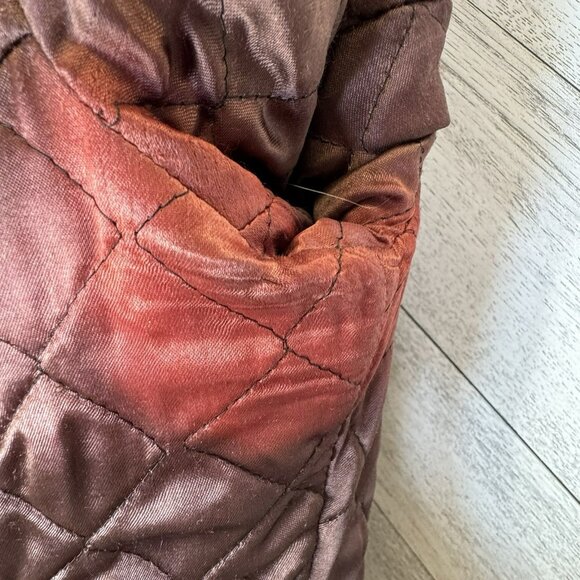 Vintage 70s Leather Trench Coat Womens Small Brown Belted Fur Trim Collar Boho - Picture 12 of 13